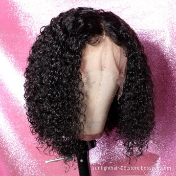 Sunlight Highlight Wig Bob Lace Front Wigs Curly Human Hair 150 S Remy Lace  Wigs With Baby Hair For Women